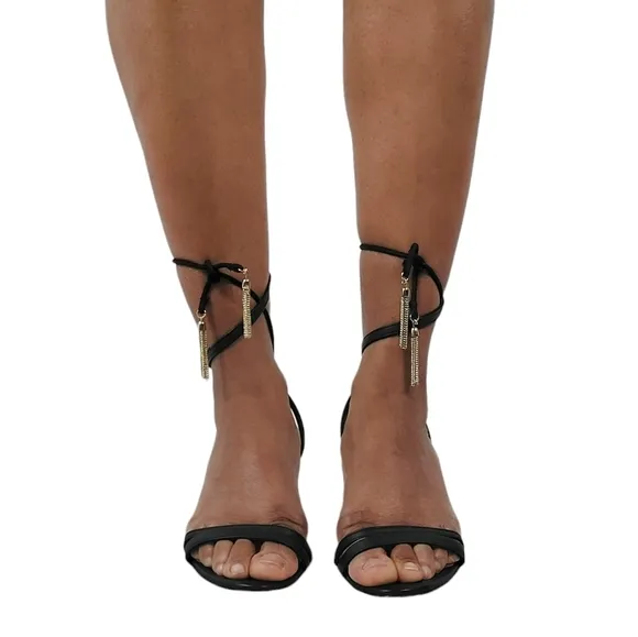 Ted Baker Tie Strappy Gold Tassel Jelissa Heels.