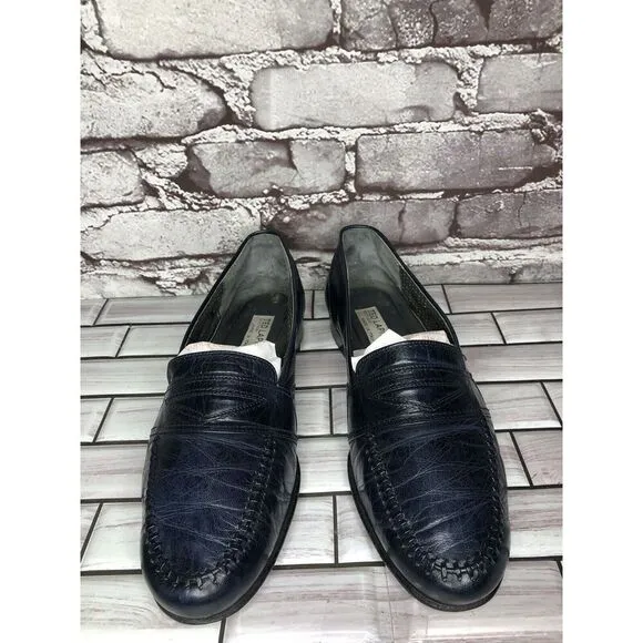 TED LAPIDUS Boutique Paris Blue Leather Dress Penny Loafers Men Sz 7.5M US/41EU