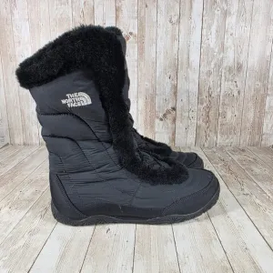 The North Face Snow Boots Faux Fur Winter Boots Black Lace Up Women's 9