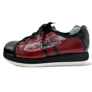 Thierry Rabotin Lace-Up Sneakers Oxford Black/Red Crinkle Patent Comfort Active