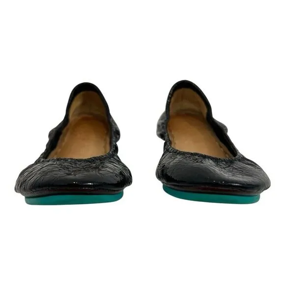 Tieks Womens Size 9 Obsidian Black Croc Patent Leather Ballet Flats
