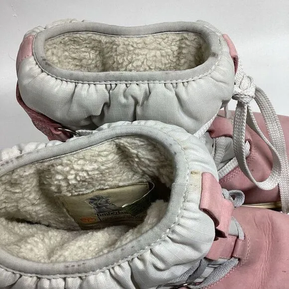 Timberland Pink Boots  Womens Leather Work Winter Warm Laced 650 Insulated Flaw