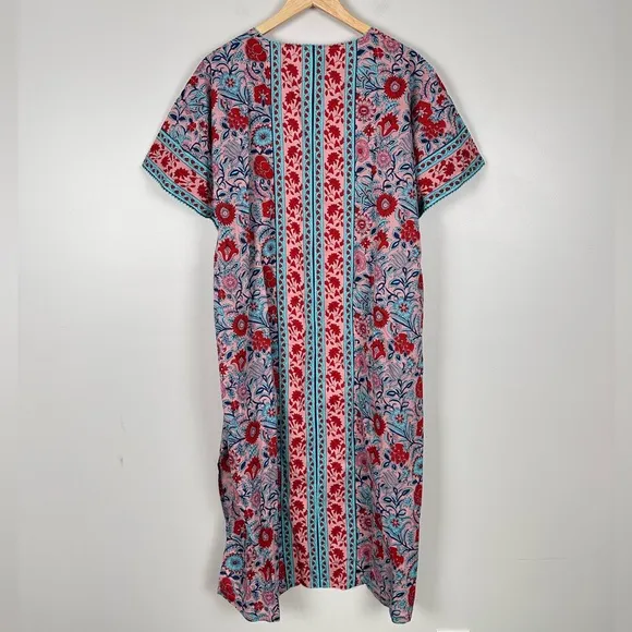 TNUCK BEACH Mauve and Rose Wildflower Naples Caftan NEW