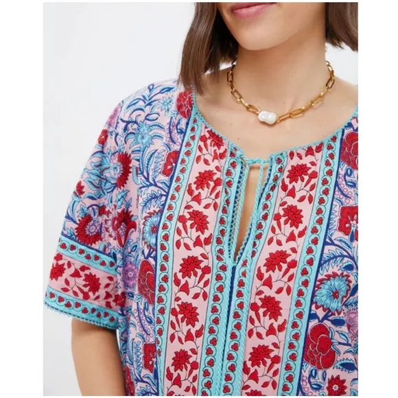 TNUCK BEACH Mauve and Rose Wildflower Naples Caftan NEW