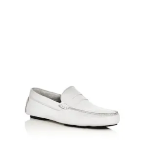 TO BOOT NEW YORK Mens White Penny Strap Moc Driver Ashberry Loafers Shoes 8.5