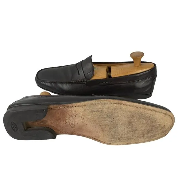 TODs Chocolate Brown Leather Dress Penny‎ Loafers