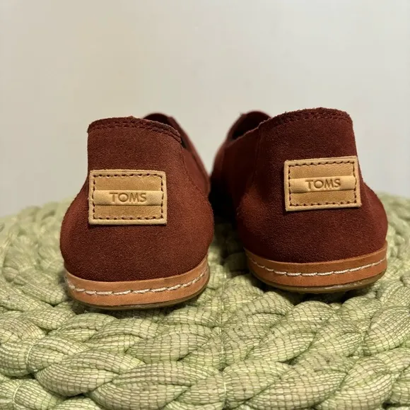 TOMS Alpargata Suede Leather Wrap Flat Espadrilles Flats Terracotta Red NWOB