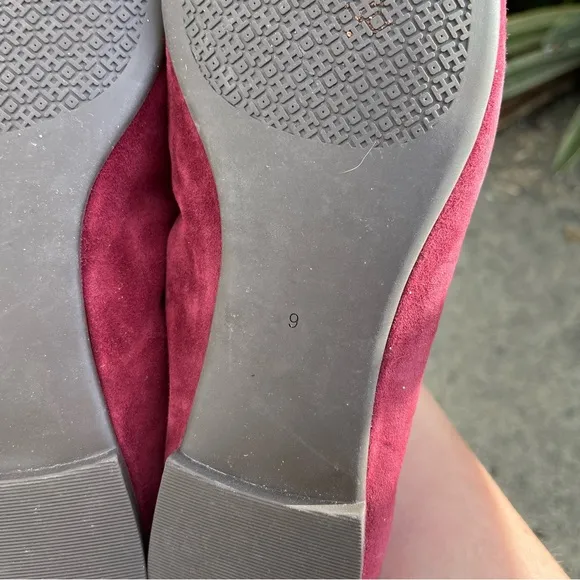 Tory Burch Allie Logo Ballet Flat Shoe Burgundy Borscht Suede Women’s Size 9