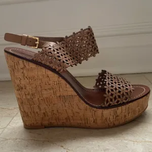 Tory Burch Brown Leather Espadrilles