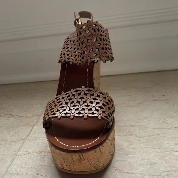 Tory Burch Brown Leather Espadrilles
