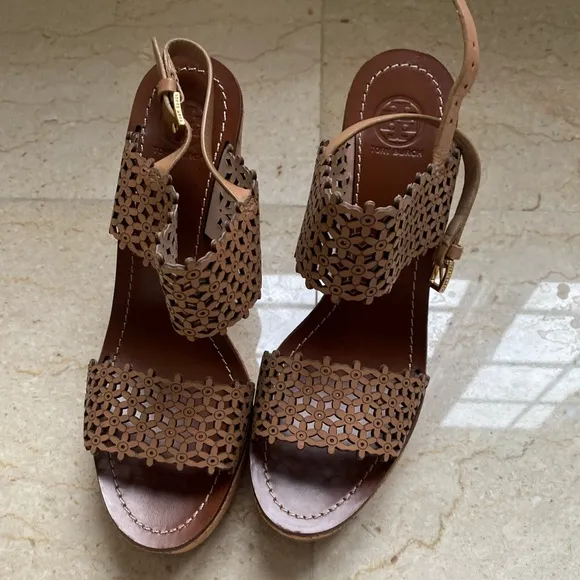 Tory Burch Brown Leather Espadrilles