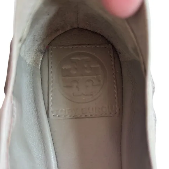 TORY BURCH Caroline Tan/Gold Fabric Ballet Flats Sz 8.5
