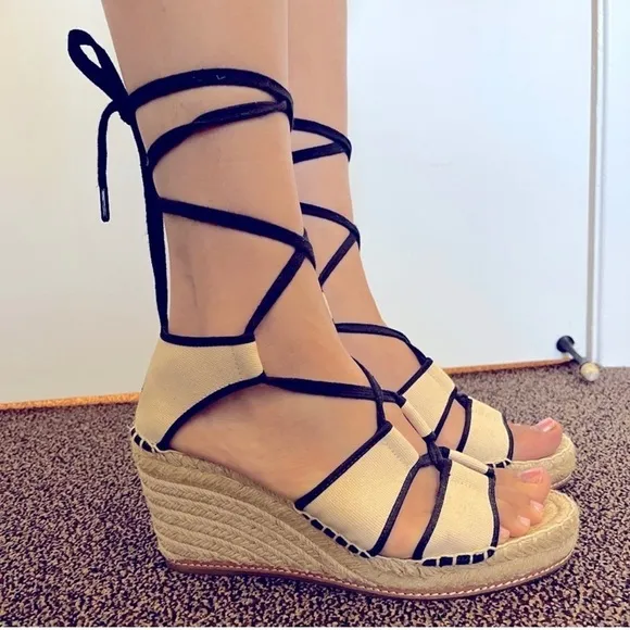 Tory Burch Color Block Espadrilles Wedge Sandals