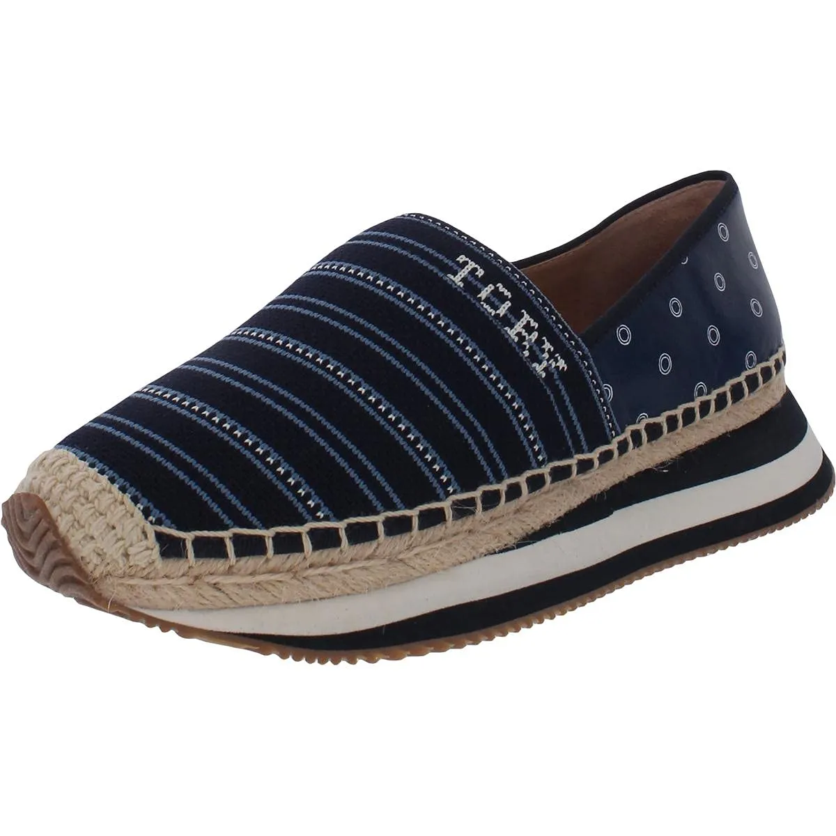 TORY BURCH DAISY SHIBORI STRIP LOGO ESPADRILLE PLATFORM SHOES