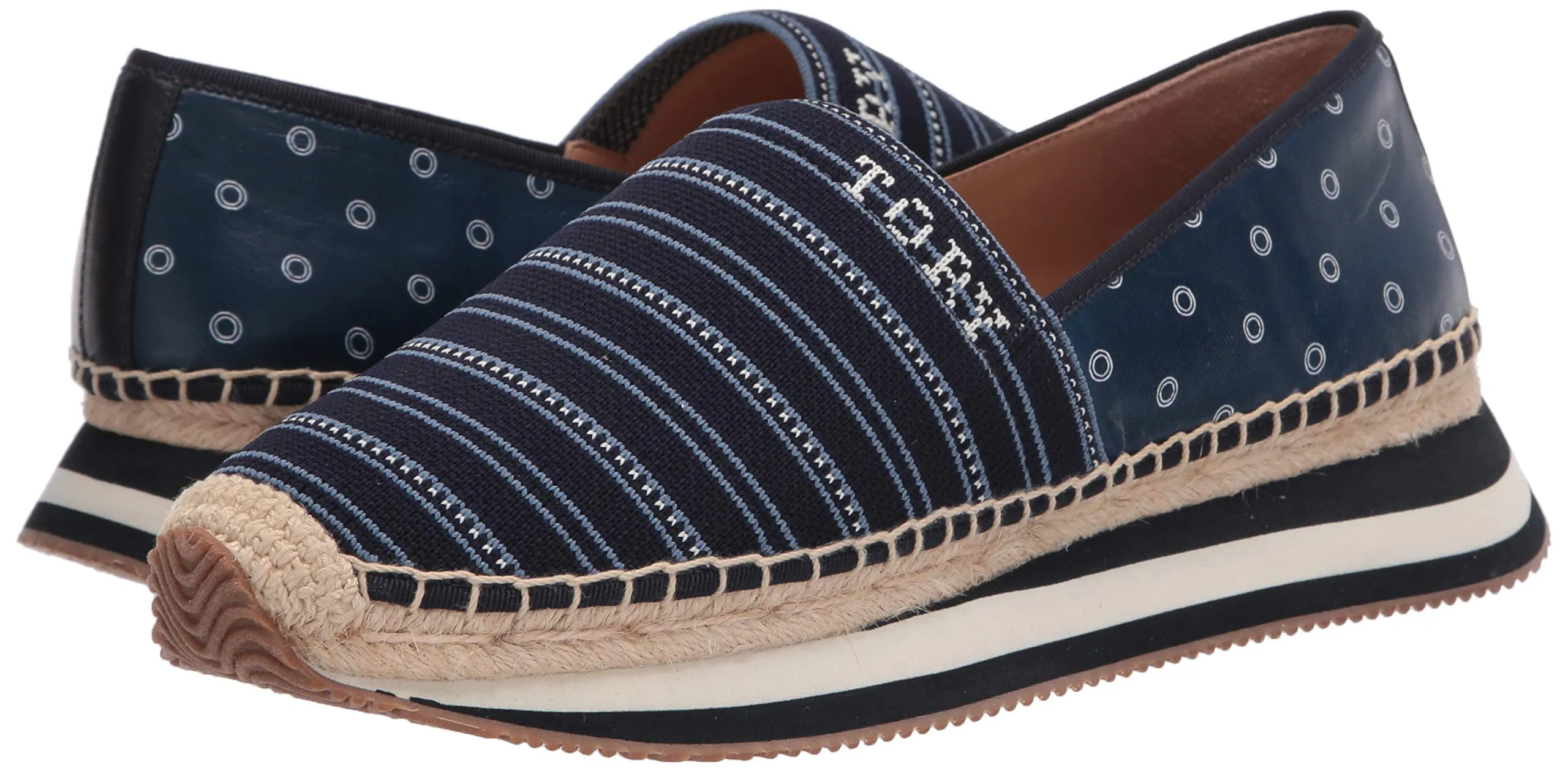 TORY BURCH DAISY SHIBORI STRIP LOGO ESPADRILLE PLATFORM SHOES