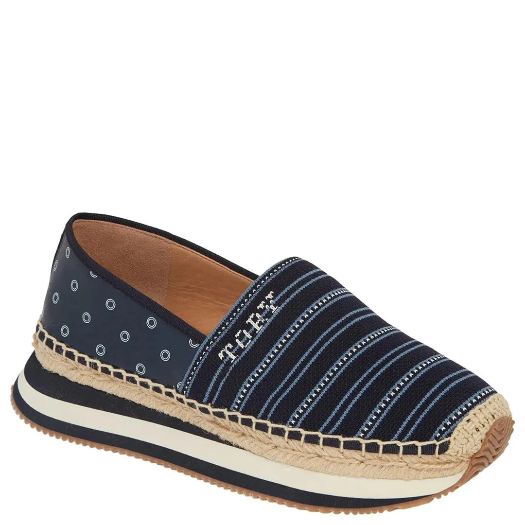 TORY BURCH DAISY SHIBORI STRIP LOGO ESPADRILLE PLATFORM SHOES