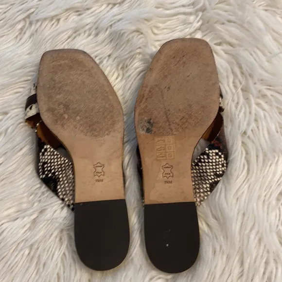 Tory Burch Delaney Crisscoss Flat SlideSandals Womens Size 9.5  Leather Logo