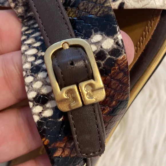 Tory Burch Delaney Crisscoss Flat SlideSandals Womens Size 9.5  Leather Logo