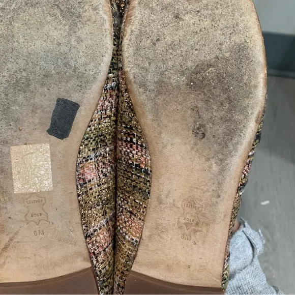 Tory Burch Flats Crystal Bow Tweed in Metallic Rose Gold Pink