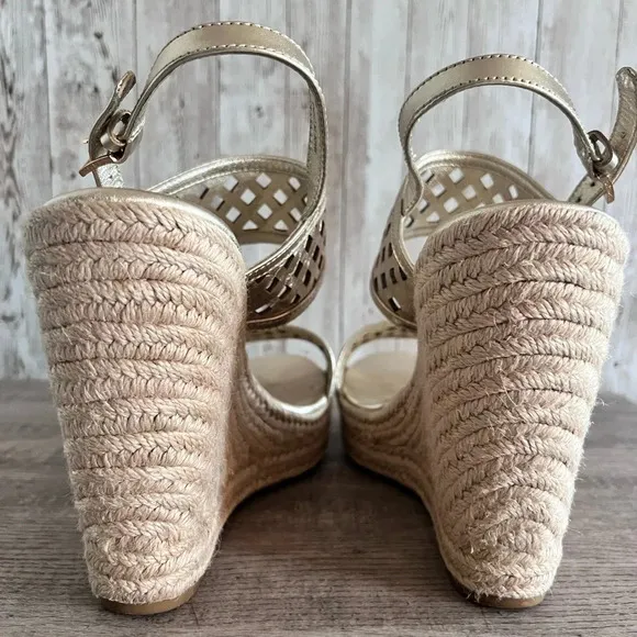Tory Burch Gold Woven Espadrilles Size 10.5