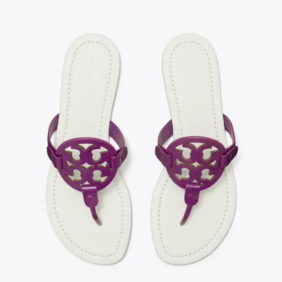 Tory Burch Iconic Miller Violet Wave/Blanc Sandals size 8, NEW with Dustbag