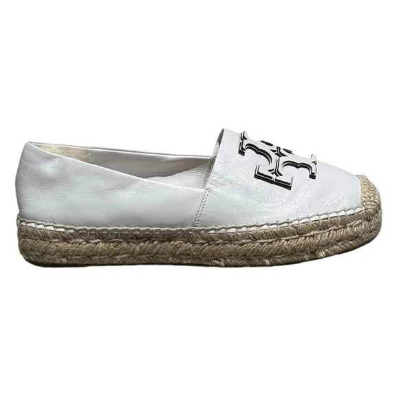 TORY BURCH INES LEATHER PLATFORM ESPADRILLES 7.5