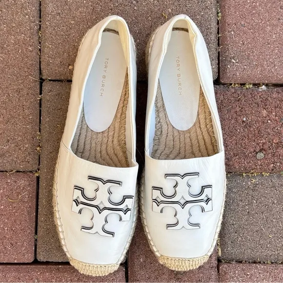 TORY BURCH INES LEATHER PLATFORM ESPADRILLES 7.5