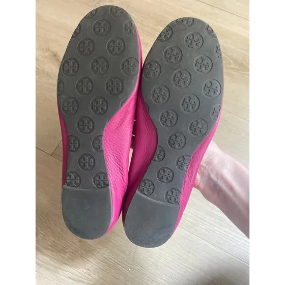 Tory Burch logo ballet flats women’s size 8.5 pink leather