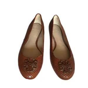Tory Burch Lowell Snake-Embossed Ballet Flat, Brown
