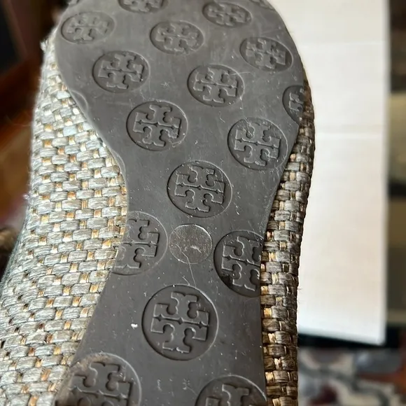 Tory Burch Lurex Silver Reva Ballet Flats 10M