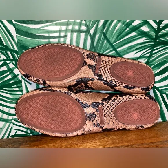 Tory Burch Meadowsweet Pink/Black Snake Embossed Leather Flats Women’s 8 M