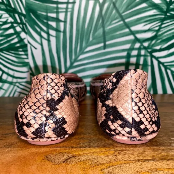 Tory Burch Meadowsweet Pink/Black Snake Embossed Leather Flats Women’s 8 M