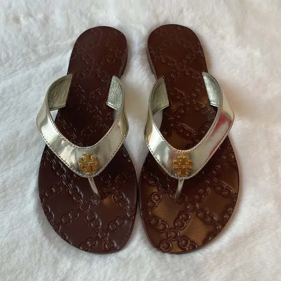 Tory Burch Monroe Metallic Flat Thong Sandal