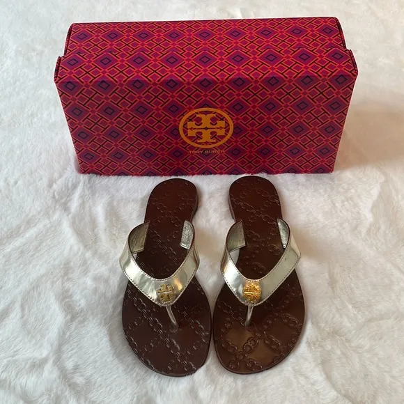 Tory Burch Monroe Metallic Flat Thong Sandal