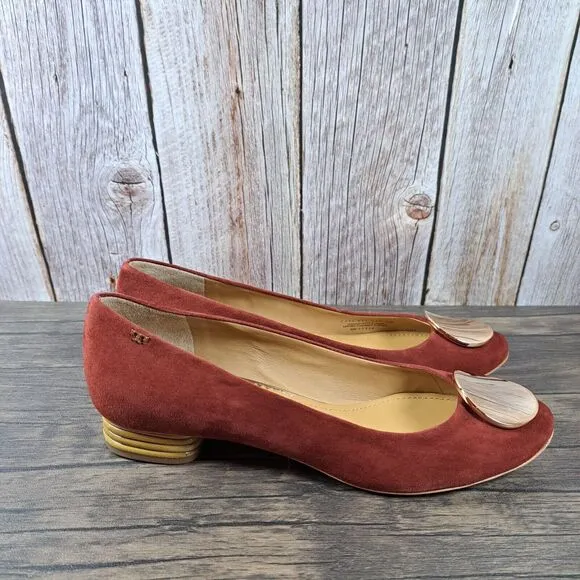 Tory Burch Platos 20mm Lancaster Leather Suede Ballet Flats Women's 8.5 M (NIB)