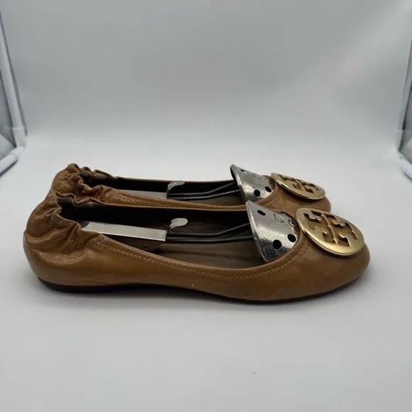 Tory Burch Reva Camel Patent Leather Ballet Flats  Sz 7.5