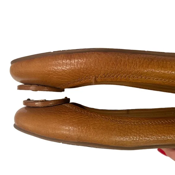 Tory Burch Royal Tan Leather Reva Flats Size 7.5