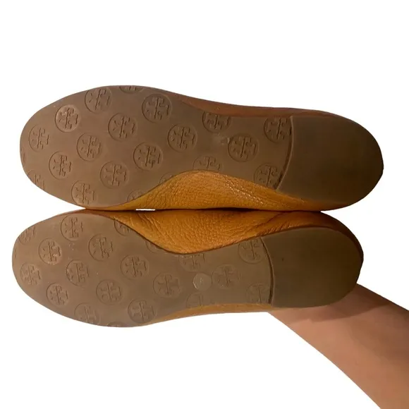 Tory Burch Royal Tan Leather Reva Flats Size 7.5