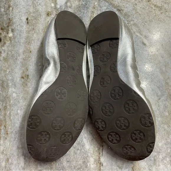 Tory Burch Silver Reva Tassel Ballet Flats Women’s