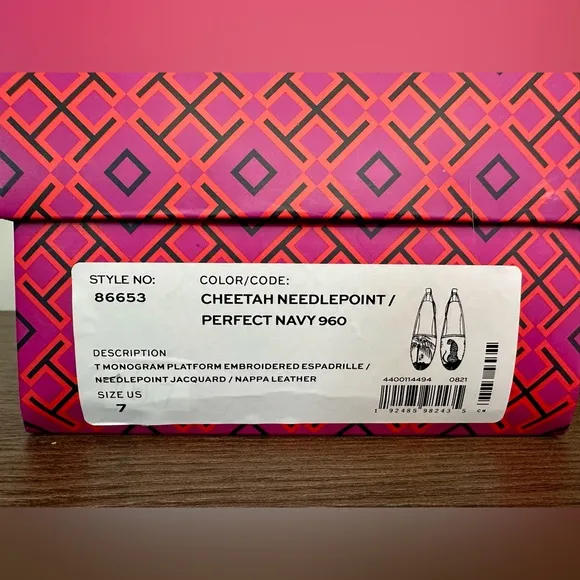 Tory Burch T Monogram Platform Cheetah Embroidered Espadrilles Size 7