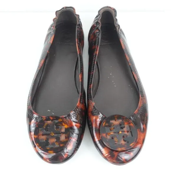 Tory Burch Tortoise Ballet Flats Patent Leather Size 8.5