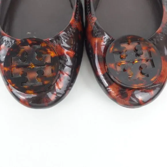 Tory Burch Tortoise Ballet Flats Patent Leather Size 8.5