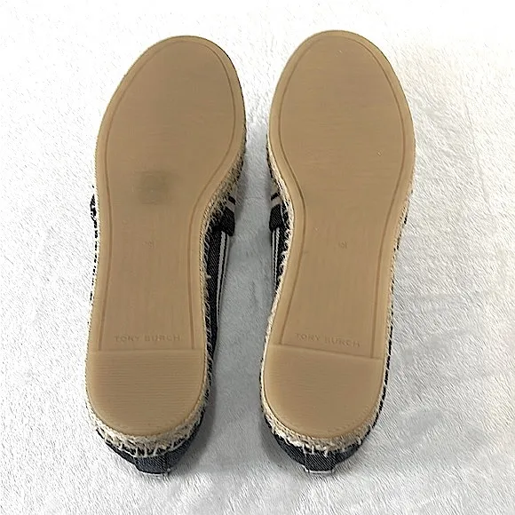 Tory Burch Women's Double T Jacquard Espadrille Size 10.5 Blue Chiaro/White NIB