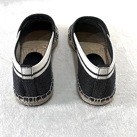 Tory Burch Women's Double T Jacquard Espadrille Size 10.5 Blue Chiaro/White NIB