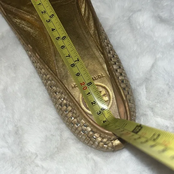Tory Burch Woven Ballerina Flats Gold &amp; Tan size 9.5
