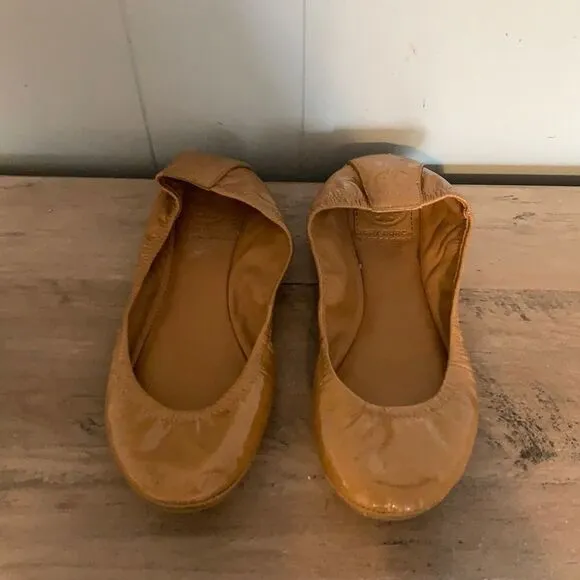 Tory Burch Camel Patent Ballet Flats Size 6.5