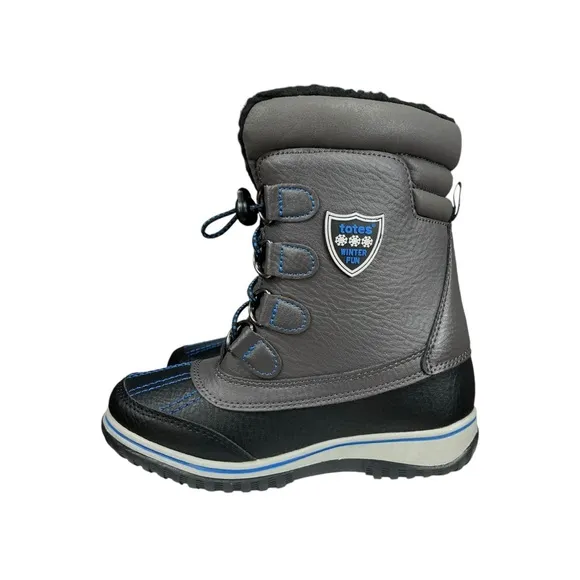 Totes boys Morris Charcoal waterproof fleece lined insulated winter boots
