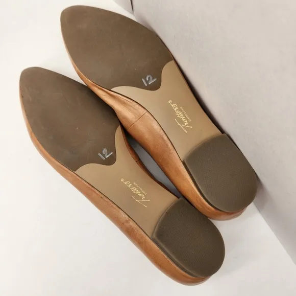 Trotters flats women's 12 tan woven leather Estee pointed toe ballerina new $140