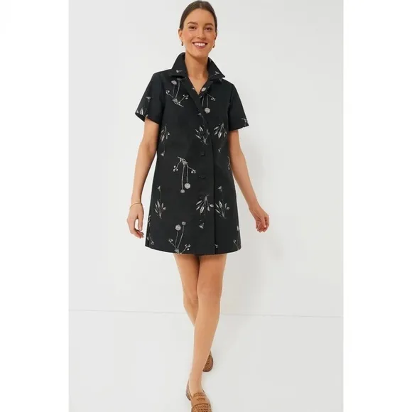 Tuckernuck Black Meadow Large Rue Marley Dress Black Floral Cotton Button-Up XL