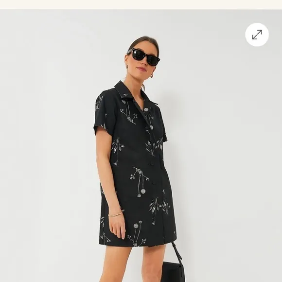 Tuckernuck Black Meadow Large Rue Marley Dress Black Floral Cotton Button-Up XL